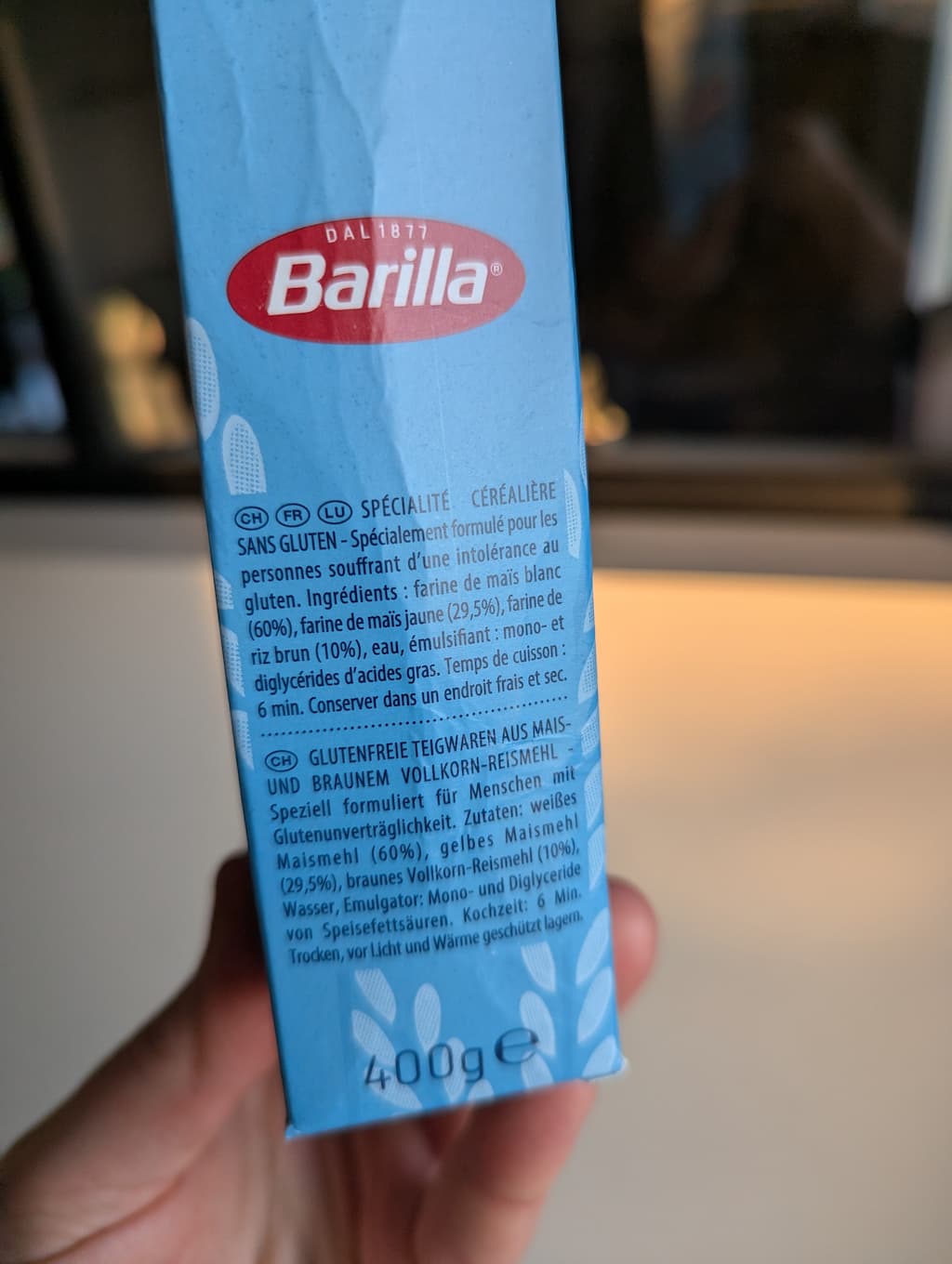 ingrédients de pâtes sans gluten barilla