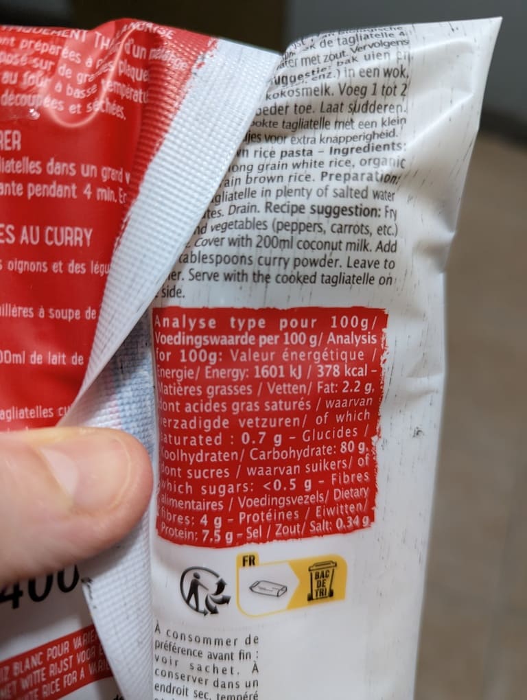 intérêt nutritionnel des tagliatelles de riz