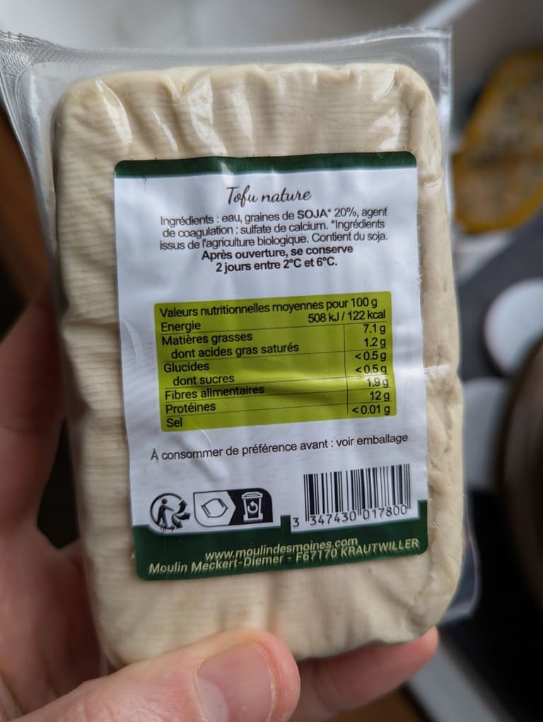valeurs nutritionnelles du tofu