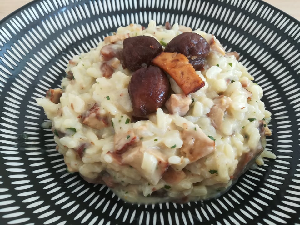 Risotto aux chataignes et tofu fumé