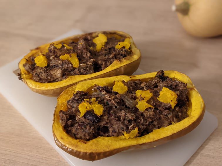 courge butternut farcie végétalienne