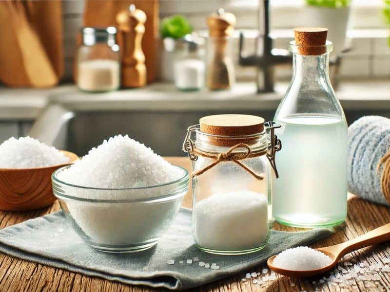 recettes avec des cristaux de soude, du vinaigre blanc et du sel