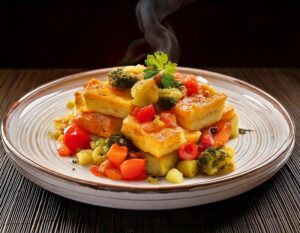 Gratin de tofu fumé et légumes