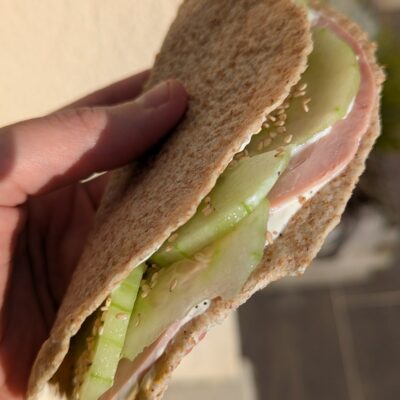 wrap léger et facile au jambon et crudités de saison