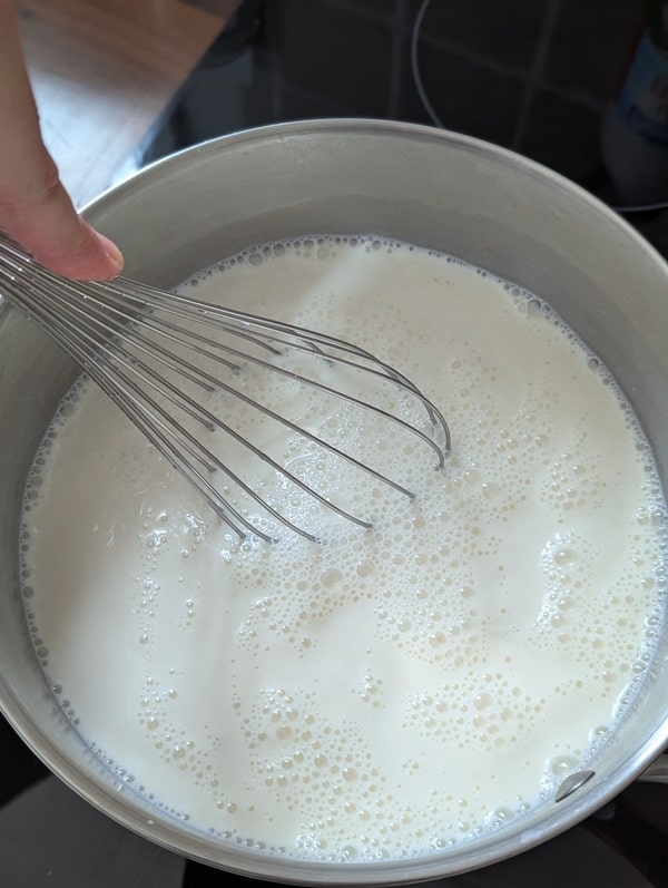 mélanger le lait et le ferment