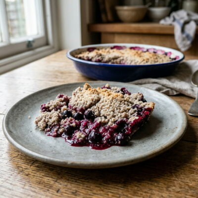 Crumble au cassis sans gluten à la farine de sarrasin