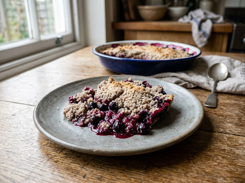 Crumble au cassis sans gluten à la farine de sarrasin